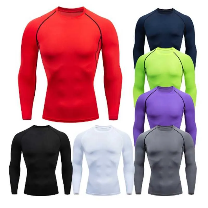 DIY T-shirt Men Compression Running T Shirt Fitness Tight Long Sleeve Sport Tshirt Training Jogging Shirts Gym Sportswear Quick Dry Rashgard Y2303