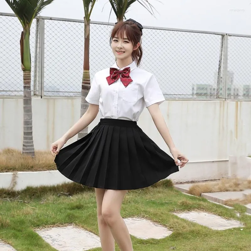 Gonne Preppy Girl Uniform Stile giapponese 2023 Gonna da donna Vita alta Elastico tinta unita Student Summer Plus Size School Party