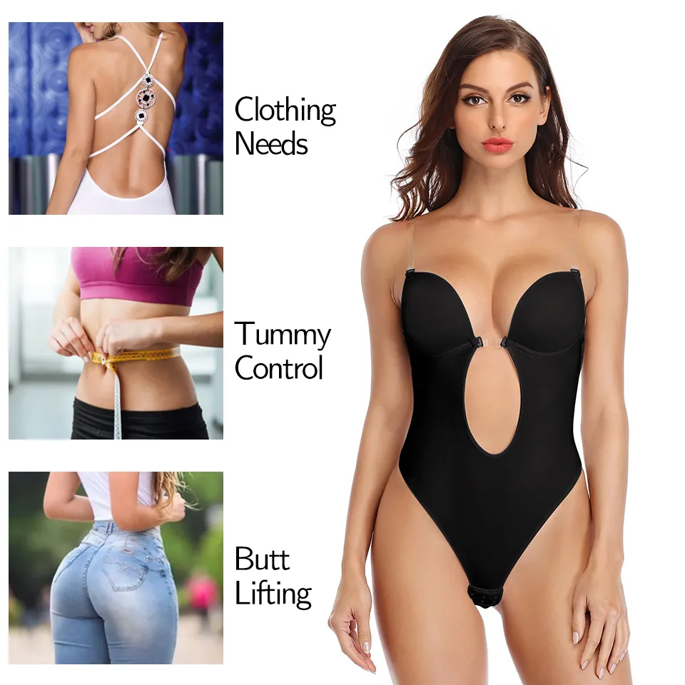 Thong Corset Body Shaper Shapewear Bodysuit Women Deep V Neck Body Shaper  Padded Bra Backless U Plunge Thong Shaper Waist Trainer Push Up Party  Underwear 230327 From Ruiqi06, $14.94