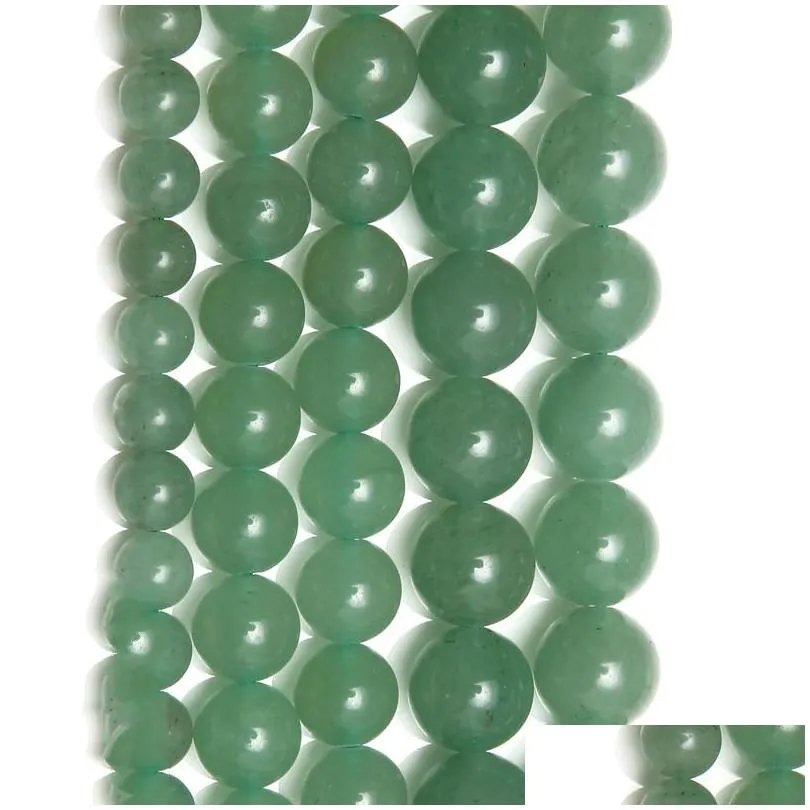 Pietra 8 mm avventurina verde naturale perline allentate rotonde 15 fili 4 6 8 10 12 14 mm scegli la dimensione per la creazione di gioielli consegna di goccia 202 Dhn2V