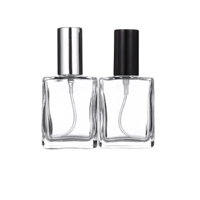 Emballage Verre Carré Bouteille Transparente 15 ML Or Argent Noir Spary Presse Pompe Flacons De Parfum Rechargeable Cosmétique Conteneur D'emballage Portable