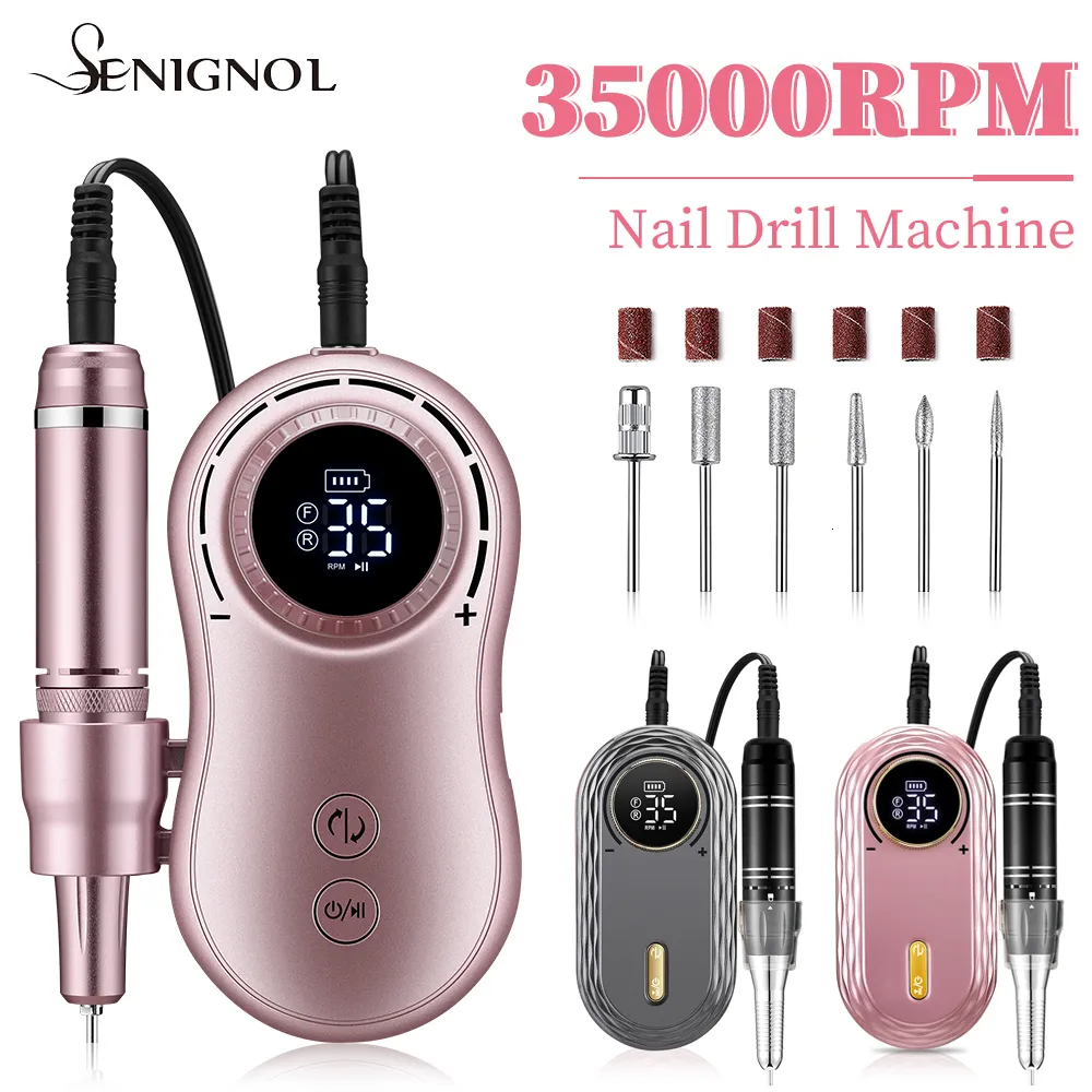 Nail Art Equipment SENIGNOL 35000RPM Perceuse à Ongles Écran LCD Portable Rechargeable pour Manucure Pédicure Outils Professionnel Ongles Équipement 230325