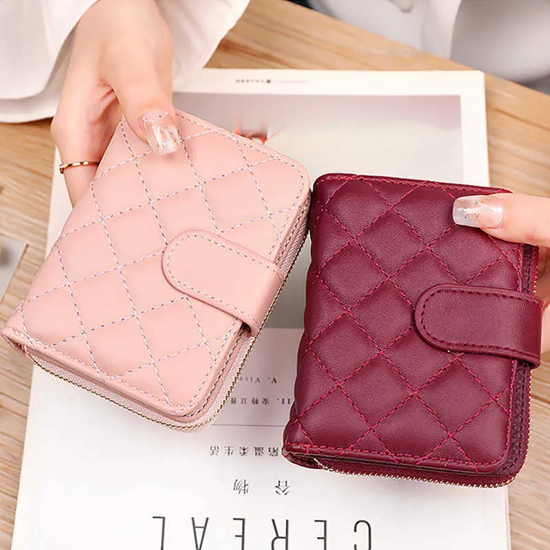 Wallets Geestock Fashion Organ Card Holder Wallets for Women Lingge Short Purse Simple Generous Ladies Zipper Wallet Credit Holders G230327