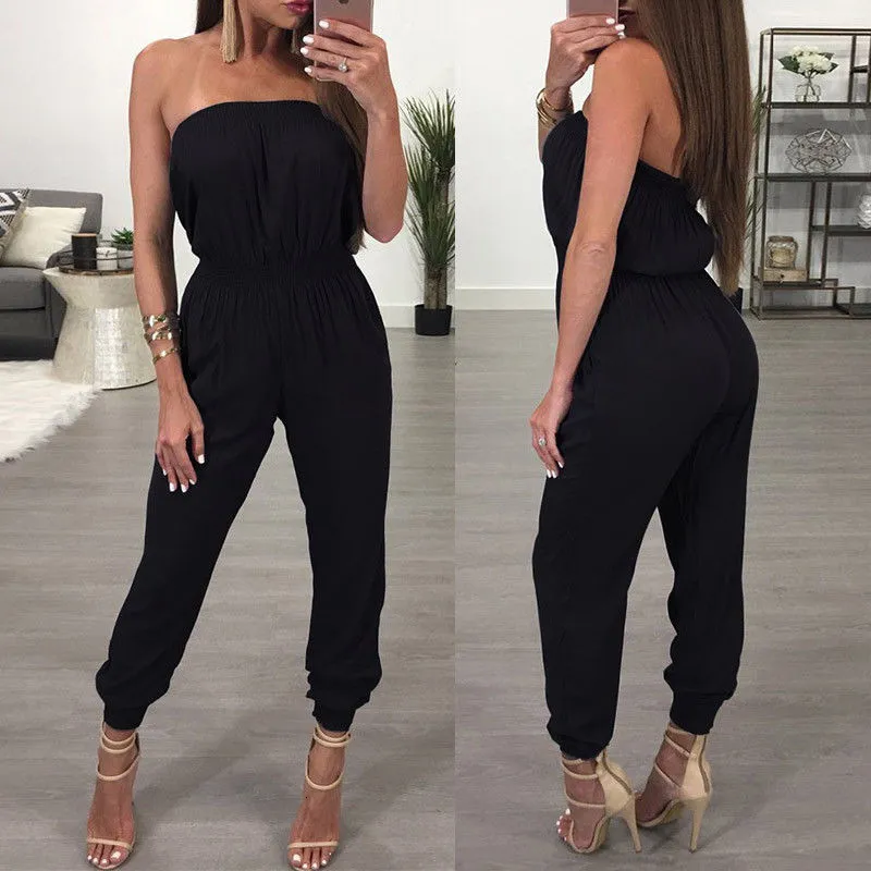 Kvinnors jumpsuits rompers sexiga off axelrompers kvinnor jumpsuit damer lös rygglös bodycon party jumpsuit eleganta harem byxor kvinnor kläder 230327