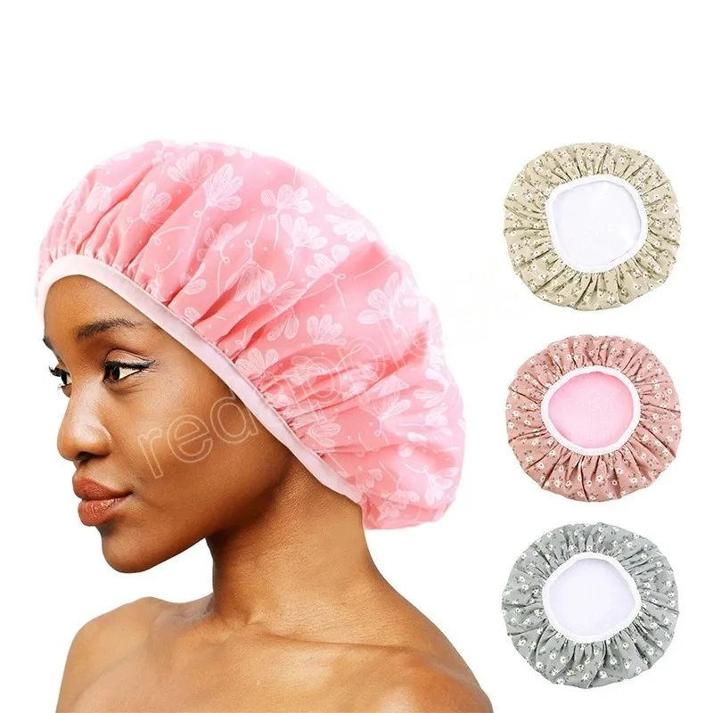 Mikrofaser-Frottee-gefütterte Haar-Trockenkappe, doppelschichtig, für Damen, schnell trocknend, weiche Mütze, lockiges, federndes Haar, Damen-Turban-Kopfhaube