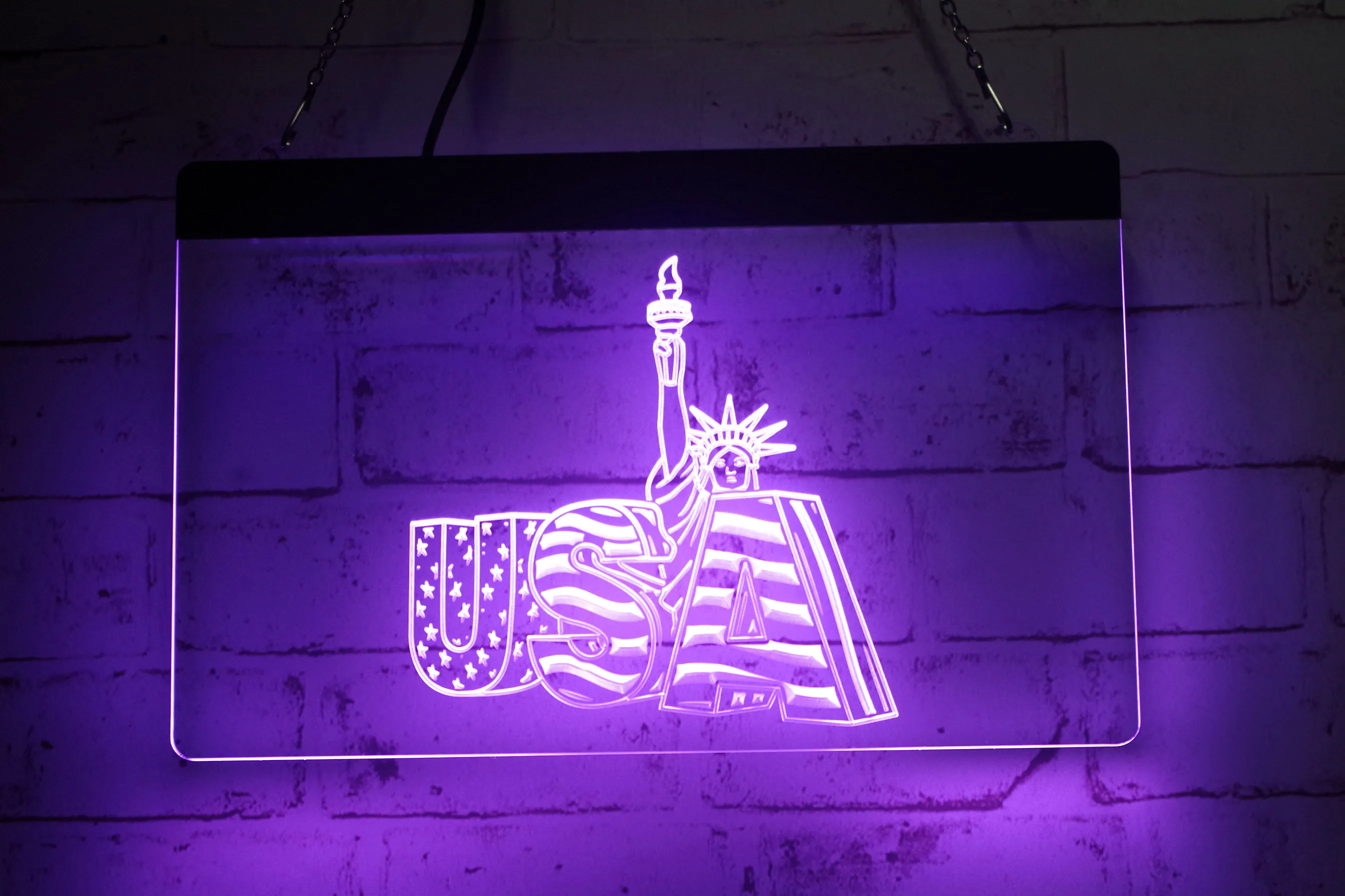 LD7421 LED -strip lampor Sign Flag USA Statue Liberty 3D Gravering gratis design grossist detaljhandel