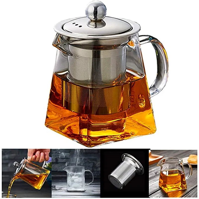 Su Şişeleri Çay Seti Cam Pot 950 ML Tencereler Isıya Dayanıklı Paslanmaz Çelik Infuser Mükemmel ve Kahve Ofis Setleri 230327