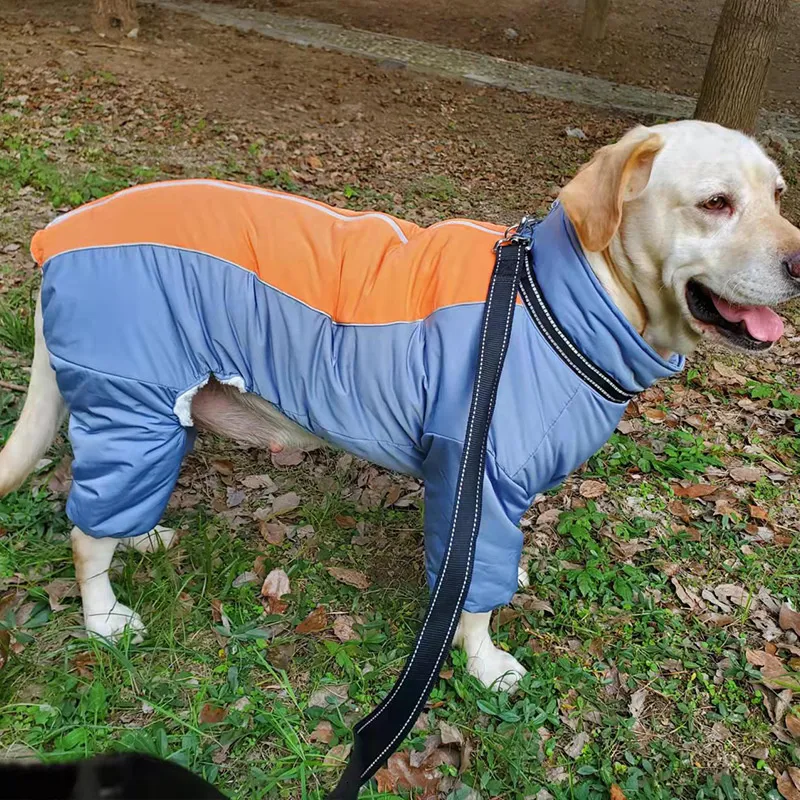 Odzież dla psów grube polarowe stroje dla psów wodoodporna kurtka dla psów ciepłe zimowe ubrania odblaskowe kombinezon dla zwierząt dla dużych psów Bulldogs Labrador 230327