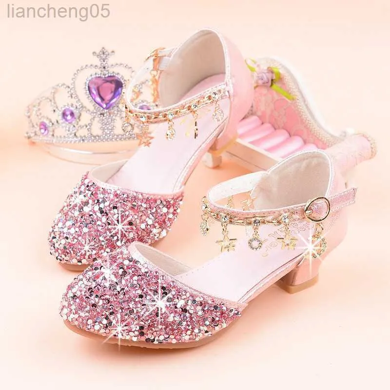 Sandalen Neue Mode Prinzessin Kinder Schuhe Mädchen Sandalen Casual Glitter Strass Kinder High Heel Kristall dent Performance Schuhe W0327