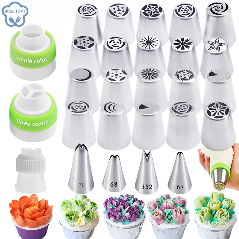 Stampi da forno 26 Stili Tulipano russo Glassa Ugelli per tubazioni Acciaio inossidabile Foglia Fiore Crema Punta da pasticceria Cucina Cupcake Strumenti per decorare torte 230327