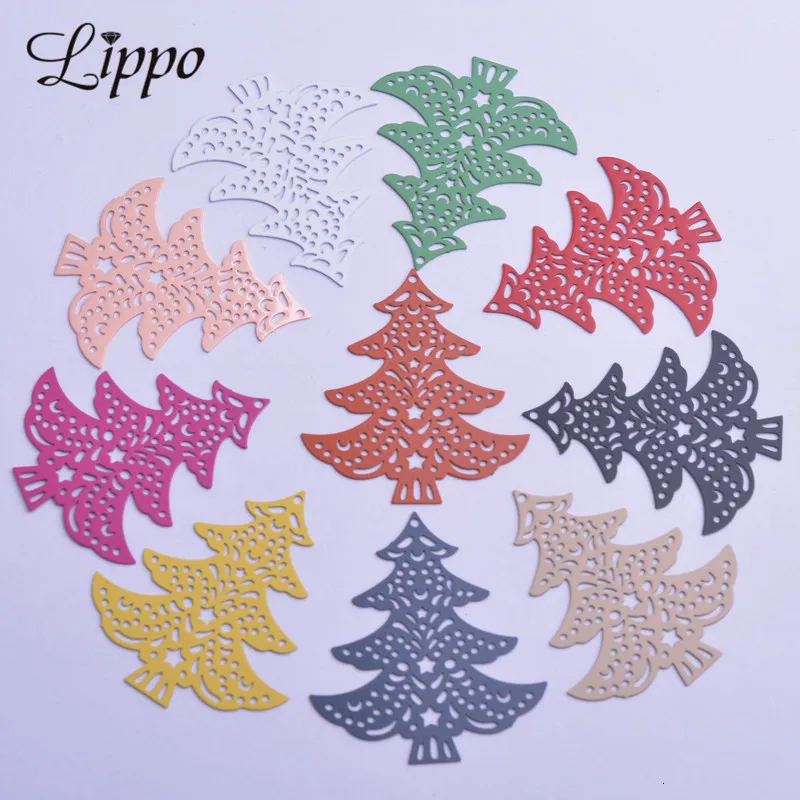 Charms 30sts AC4270 35*40mm Filigree Christmas Tree Charms Brass Trees Pendant DIY Earring Fynd 230325