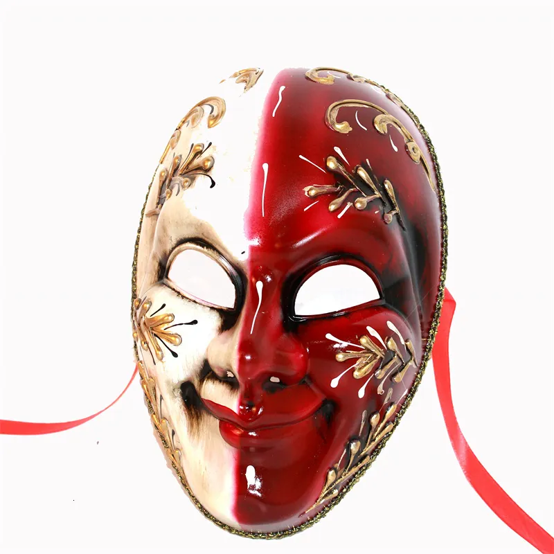 Party Masks Handmade Venetian Antique mask ball car Halloween Venice Show Flame Crack Mask Male Decor Accessories Cosplay Halloween Cosplay 230327