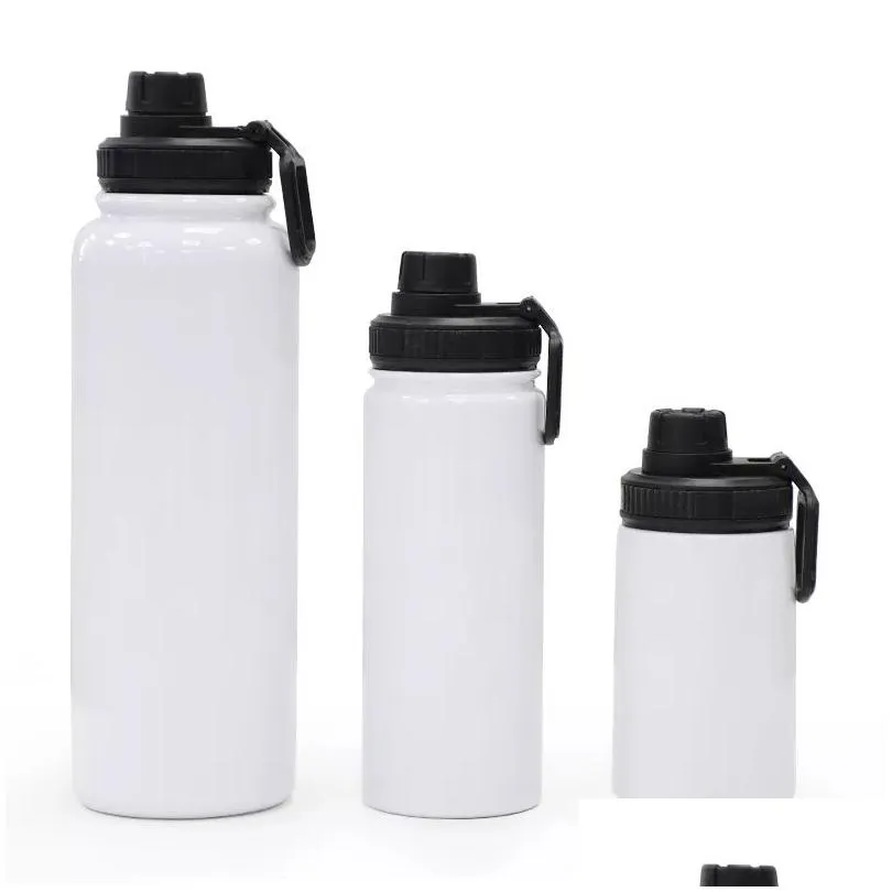 Sublimation Blancs Bouteille D'eau En Acier Inoxydable Insated Thermos Tasses Et Large Bouche Couvercle Double Paroi Vide Kt