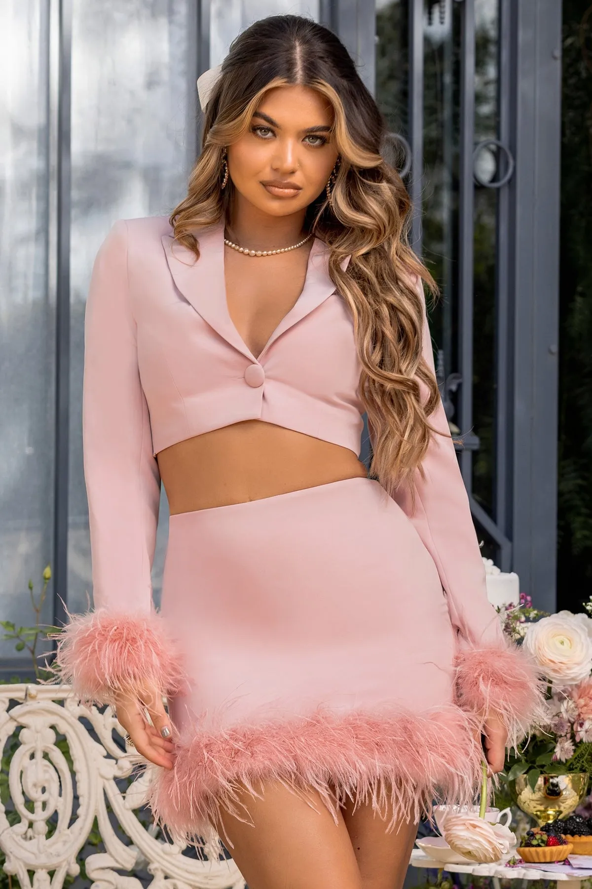Mother of the bride cropped jacket top
