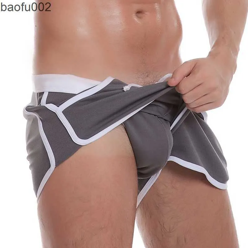 Men's Shorts Sexy Men Plus Size U Convex Pouch Casual Shorts Pocket G-Strings Jocks Straps Inside Trunks Shorts Quick-dry Gay Wear FX14 W0327