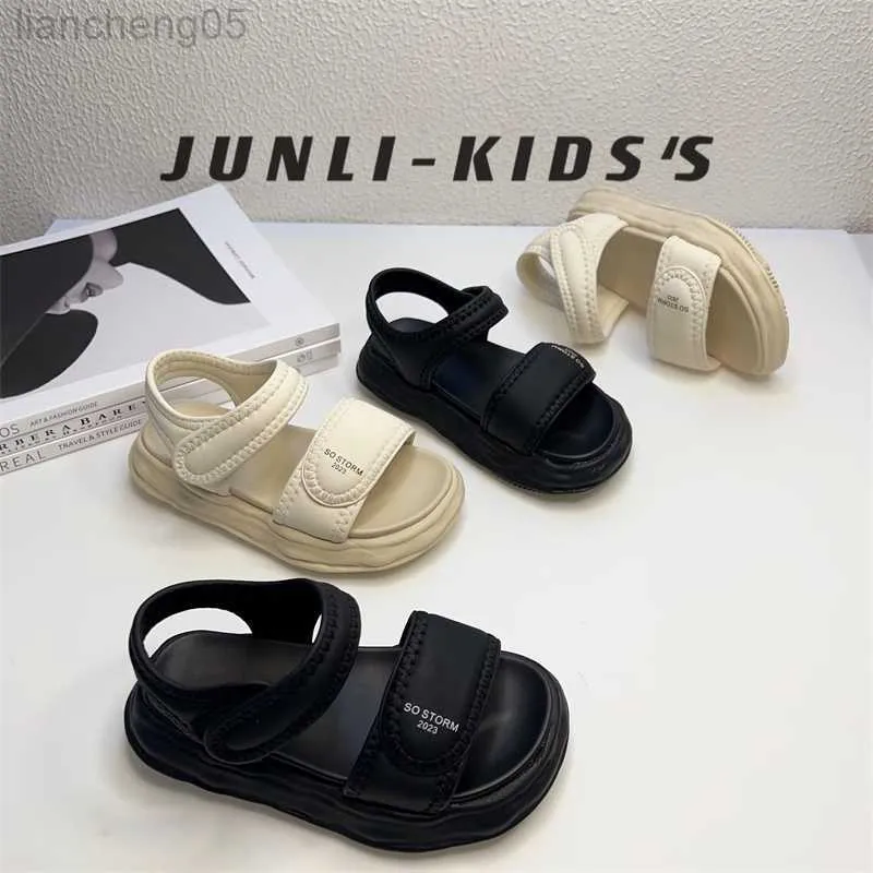 Sandals Children's Sandals 2023 Summer Simple Fashion Soft Bottom Boys School School Moving Shoots Girls Nasual Beach Shoes 4-15 Years W0327