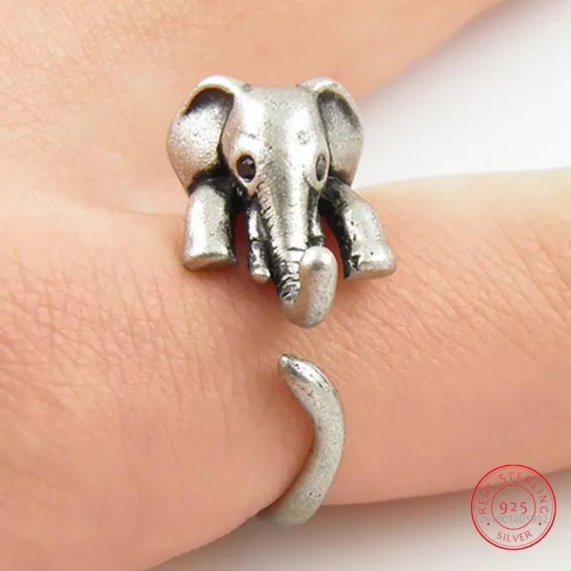 Cluster Rings Beautiful Fashion 925 Sterling Silver Jewelry Ring Elephant Anel De Prata Bijoux