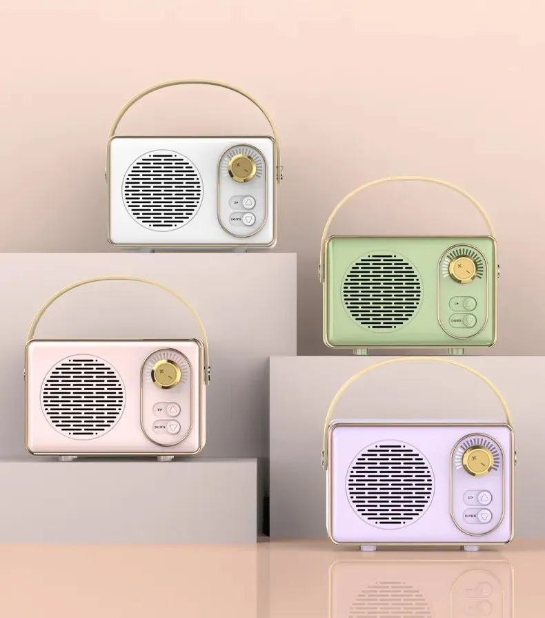 2024レトロBluetoothスピーカーポータブルワイヤレスオーディオ 