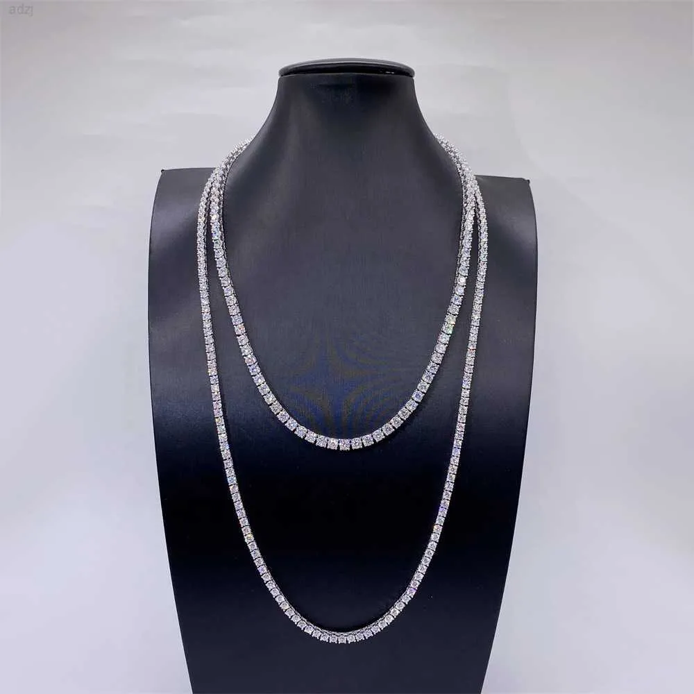 3mm Natural VS D Diamond Illusion Set Tennis Chain Necklace In 925 Silver 2-3ct