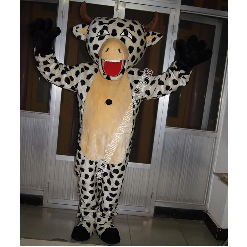 Novo traje de mascote de vaca de leite, personagem de anime de anime de desenho animado carnaval unissex adultos tamanho festa de aniversário de Natal