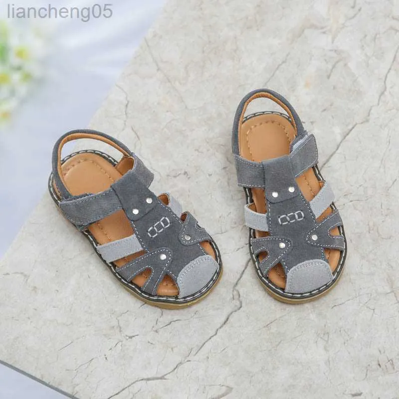 Sandali Affare Sandali in vera pelle scamosciata per ragazzi Sandali in pelle scamosciata per bambini Sandali casual morbidi di buona qualità W0327