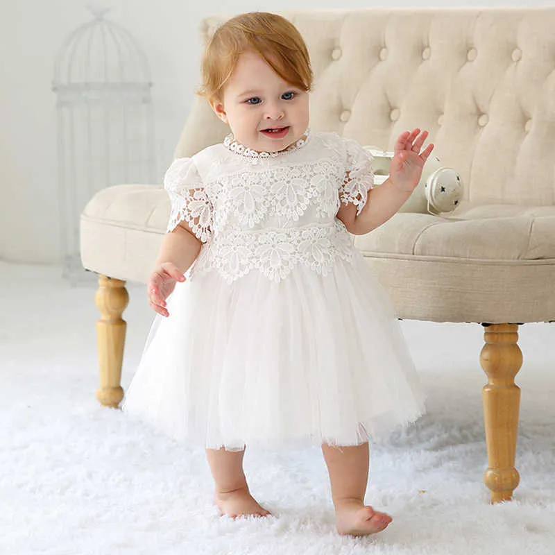 Robes de fille Robes de bébé filles robe de princesse en dentelle blanche robes pour bébés Costume de baptême bébé anniversaire fête de mariage robe de soirée de bal