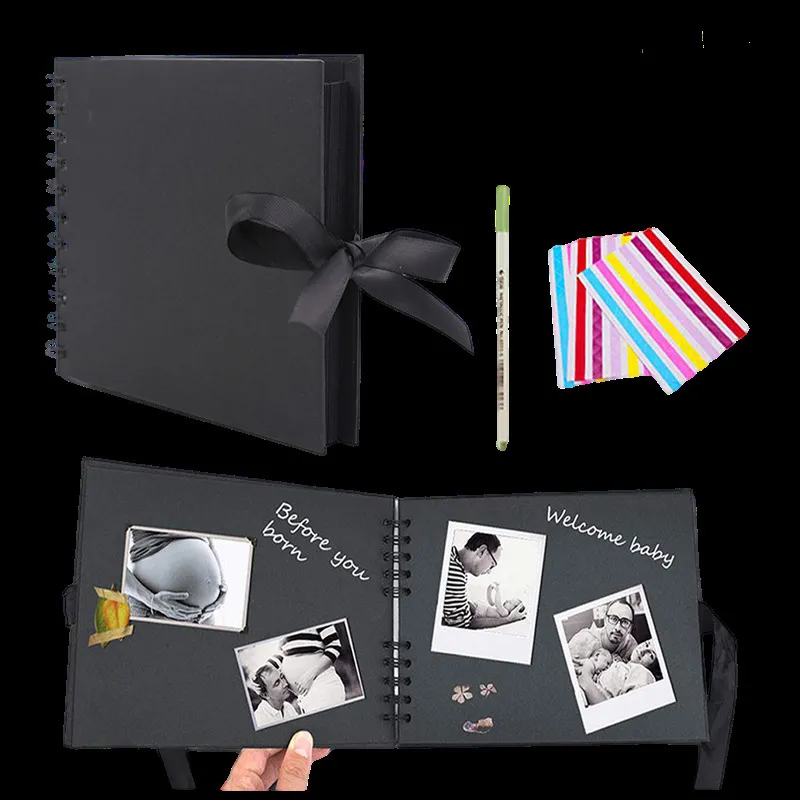 Po Albums Black Pages Memory Books Craft Paper DIY Scrapbooking Idol Picture Wedding Birthday Memorial Graduation Gift Album 230327
