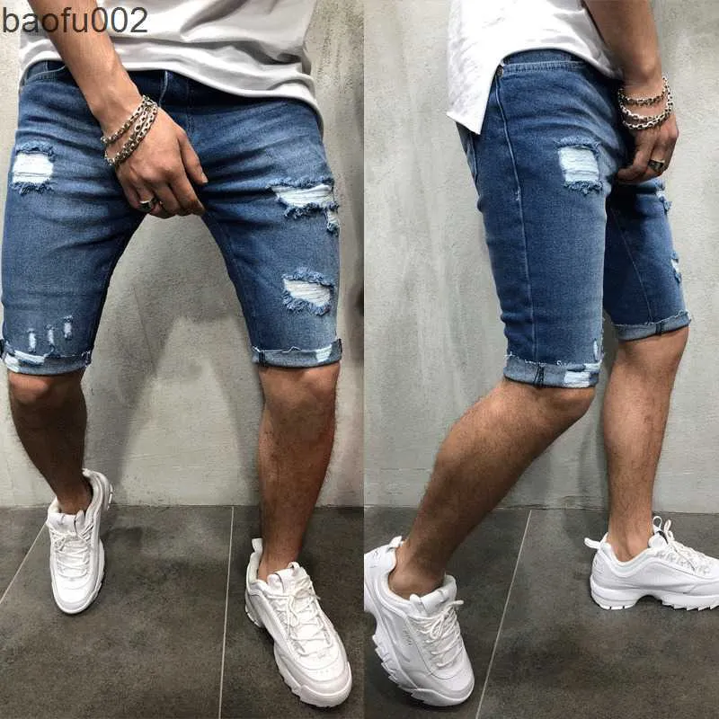 Heren shorts Heren Denim Chino Shorts Super stretch Skinny Slim Summer Half Pant Cargo Jeans W0327