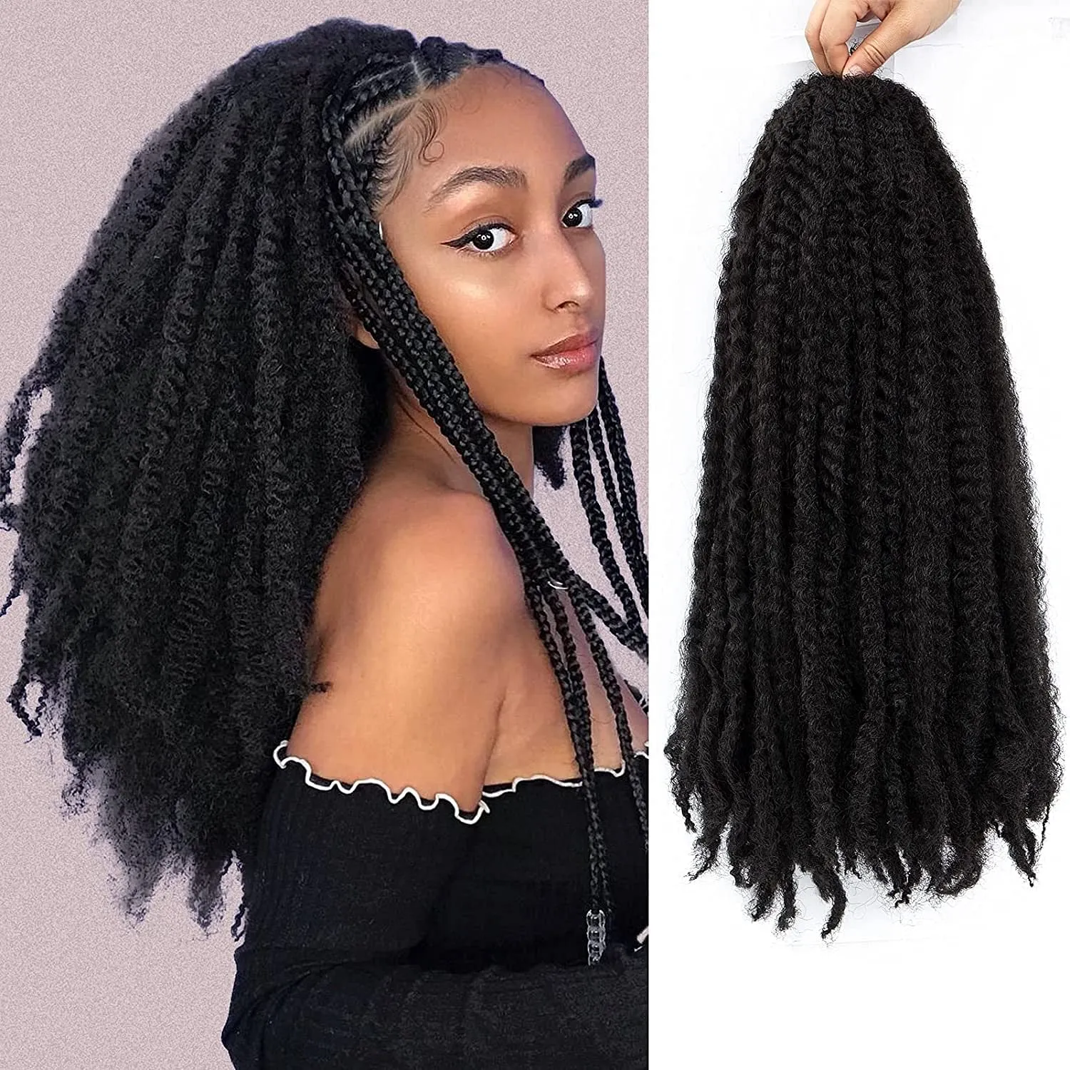 18 cali Marley Hair Twist Afro Braiding Extensions Locs Crotchet Braids Jamajan w kolorze Afro Kinky Braid Cuban Twist Marley Hair