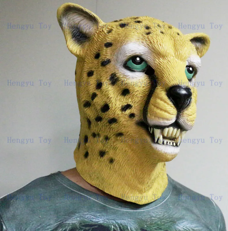 Masques de fête Masque léopard Animal Latex Tête complète Masques réalistes Déguisement pour Halloween Carnaval Costume Party 230327