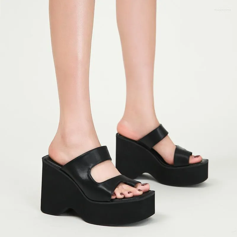 Black Wedge Platform Platform Wedge Sandals For Women With Chunky