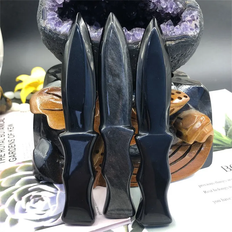 Autre décor à la maison cristaux de quartz naturel poignard obsidienne couteau sculpté à la main artisanat hommes cadeau amulette magique épée sorcière fournitures pierre de cristal de guérison 230327