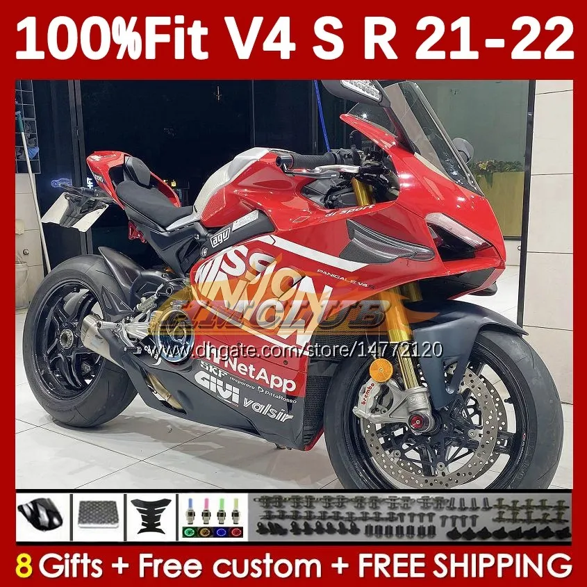 Motorcykelmässor för Ducati Street Fighter Panigale V 4 V4 S R V4S V4R 2018-2022 Kroppsarbete 167NO.24 V4-S V4-R 21 22 V-4S V-4R 2021 2022 Injektion Molding Body Red Factory