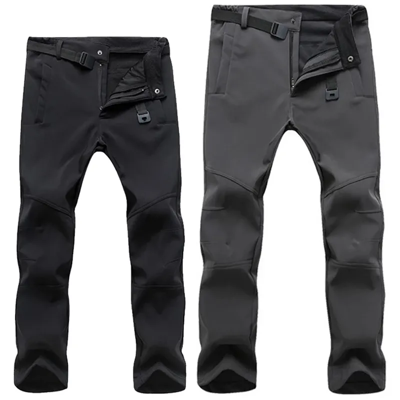 Men's Pants Winter fleece pants men stretch wateproof windproof softshell thermal trousers female casual outwear tactical pants pantolon 230327