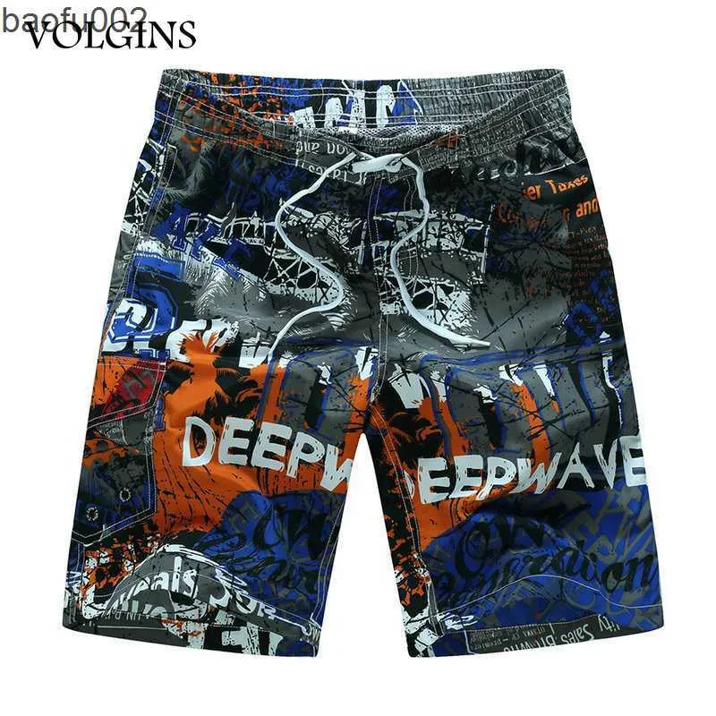 Shorts masculinos Streetwear 2022 Shorts de praia de verão Men, troncos impressos masculinos curtos da cintura elástica seca rápida shorts w0327