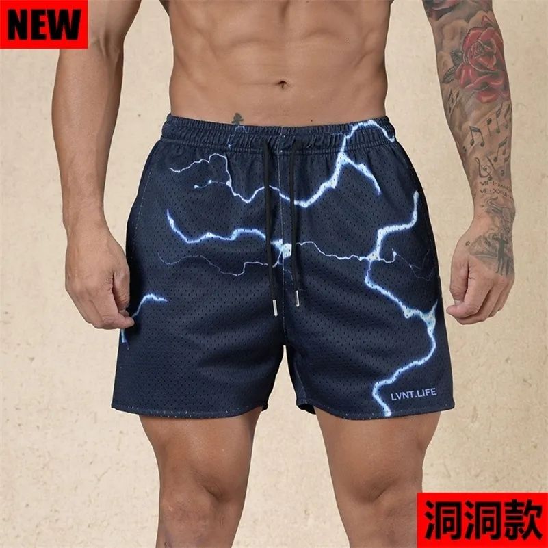 Mäns shorts avslappnad sommarkörning Fitness Fast Drying Trend Short Pants Loose Basketball Training Mesh Shorts för män L230325