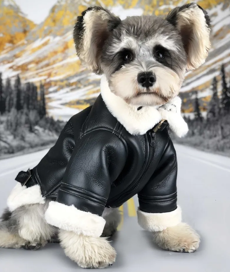 Dog Apparel Cool Soft Leather Dog Jacket Coat Warm Winter Dog Clothes French Bulldog Waterproof Pet Clothing Outfit for Small Medium Dogs 230327