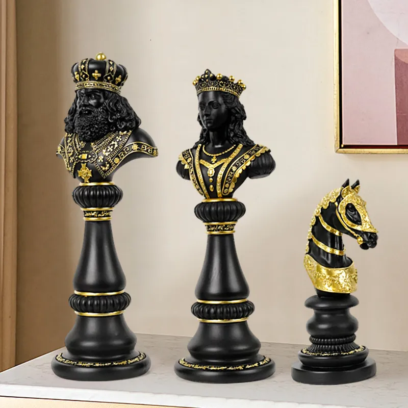 Stołowe stojaki na wino 30 cm międzynarodowe figurki szachowe król królowa rycerz posąg statua