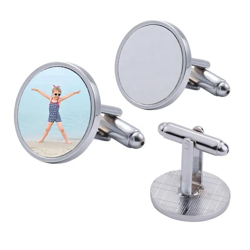 Sublimation Blanks Blank Cufflinks Heat Pressing Shirt Suit Tie Cufflink Cuff Button Cabochons Frame Tray Bezel Ro Dhbra