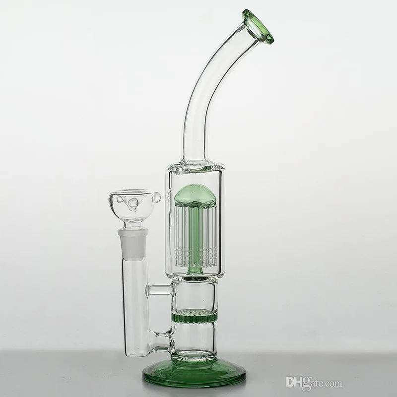 12 Zoll hohe grüne Glasbong-Arm-Baum-Perkolator-Wabendiffusor-Dab-Rig-dicke Bohrinseln, die Wasserpfeife rauchen, 18,8-mm-Innengewinde-Glasbong