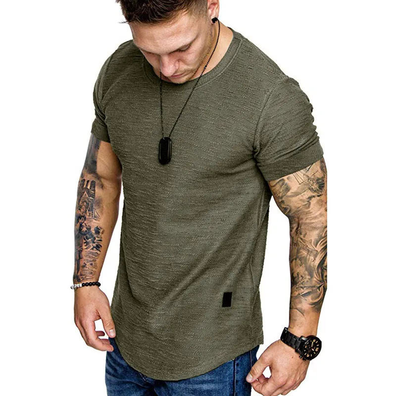 Camisetas masculinas 5 cores de verão masculino curto camisa de manga curta Casual redondo pescoço elástico Elastic Fit