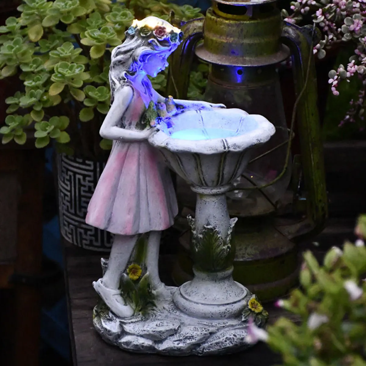 Décorations de jardin Solaire Énergie Lumière Fée Statue Extérieur Étanche Ange Figurine Décoratif Ornement Lampe pour Cour 230327