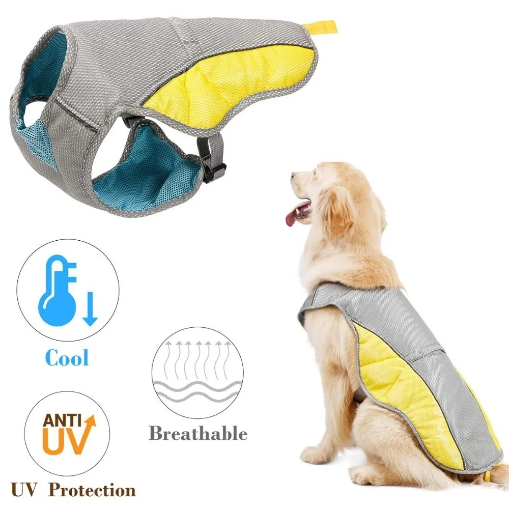 Hundkläder Summer Dog Cooling Vest Clothing Cooling sele för hundar Justerbart nät Reflekterande Vest Coat Quick Release Pet Dog Clothes 230327