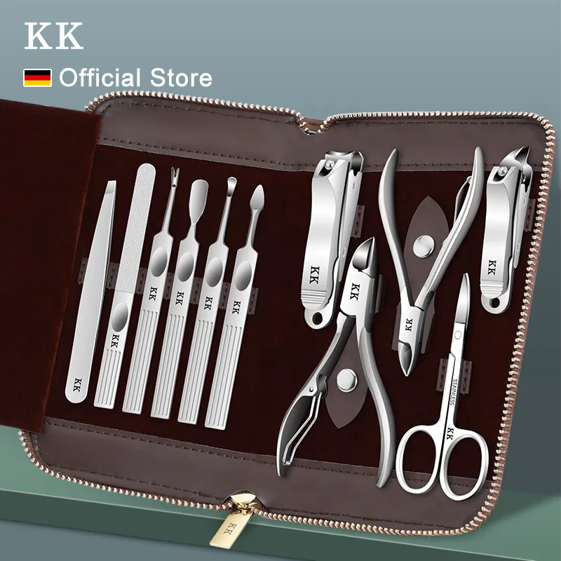 Set manicure per unghie KK 11 in 1 Strumenti per manicure Set tagliaunghie professionale Set di pinze tagliaunghie in acciaio inossidabile Kit di forbici Cura dei piedi Cura delle mani 230325