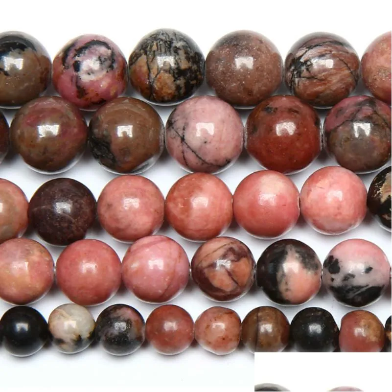Stone 8Mm Natural Black Lace Rhodonite Beads In Loose 15 Strand 4 6 8 10 12 Mm Pick Size For Jewelry Making Drop Delivery 202 Dhe3Q