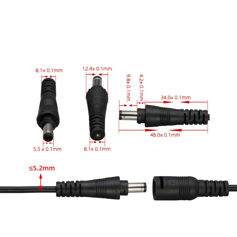 Connecteur DC à 2 broches Connecteur à bande LED avec adaptateur 5,5mm x  2,1mm