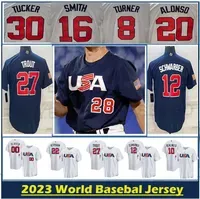 Team USA 2023 World Baseball Classic WBC Baseball Jerseys 27 Mike Trout Nolan Arenado Pete Alonso Kyle Schwarber Tim Anderson Mookie Betts Clayton Men Women