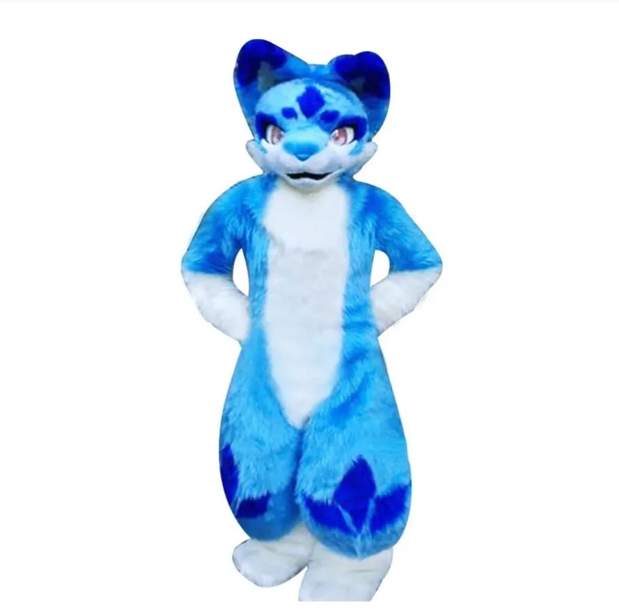 Fur Husky Dog Fox Mascot Costume Leather Halloween Terno Party Party Play Festival de Easter Festival de Halloween Carnaval