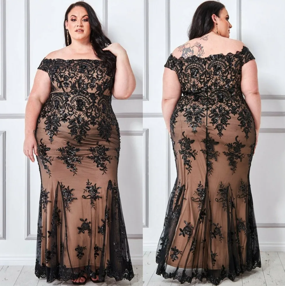 Superbes robes de bal en dentelle grande taille sur l'épaule décolleté robes de soirée sirène perlée appliques longueur de plancher robe d'occasion spéciale