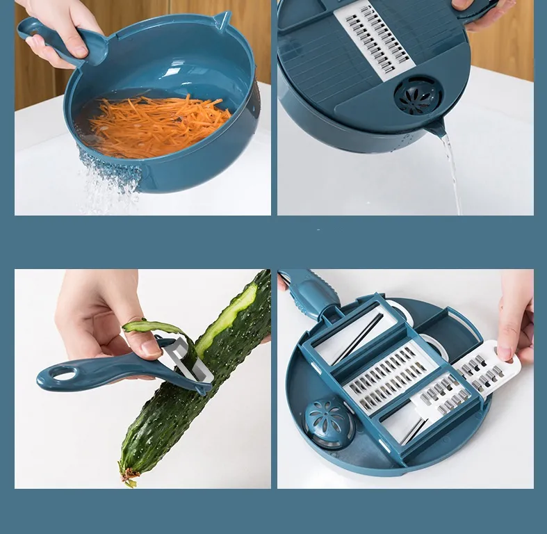 Multifunctional 9 in 1 Vegetable Cutter Salad Utensils Vegetable Chopper  Carrot Potato Manual Shredder Cook Vegetable Tools